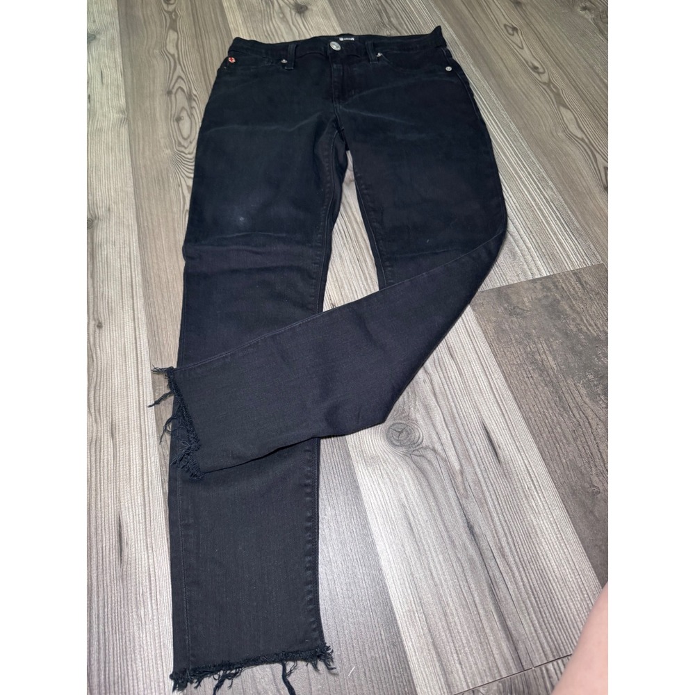 Hudson Womens Skinny Jeans Black Frayed Raw Hem Stretch Denim Size 27